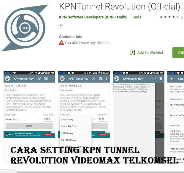 Cara Setting KPN Tunnel Revolution Videomax Telkomsel