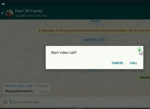 cara cepat video call di whatsapp dengan 50 orang