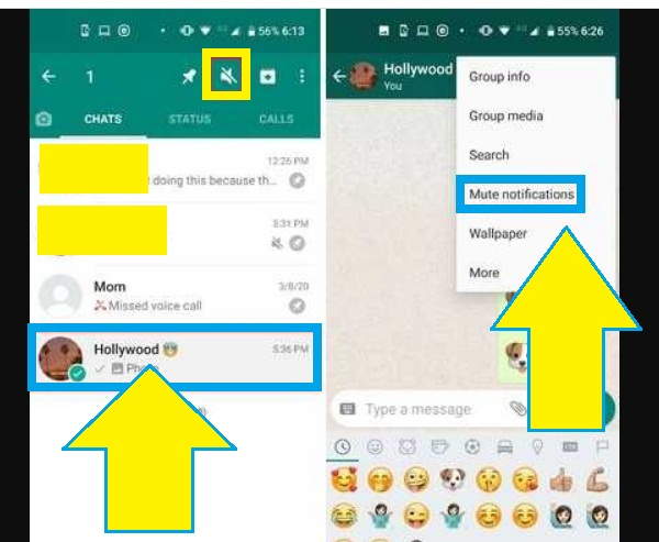 cara menonaktifkan notifikasi whatsapp